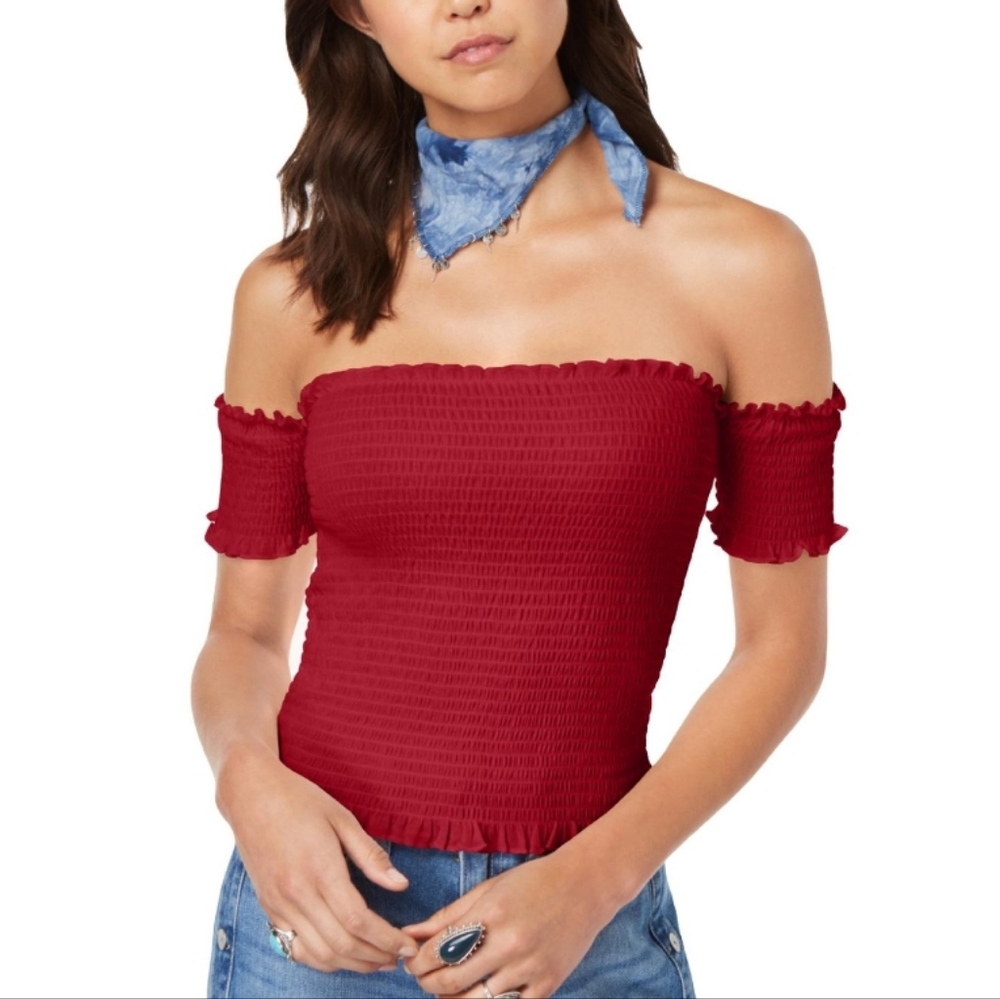 Crave Fame L NWTS Smocked Off Shoulder Top
